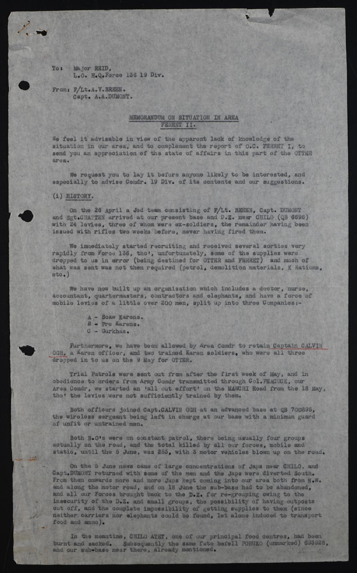 Dumont's own report from the field