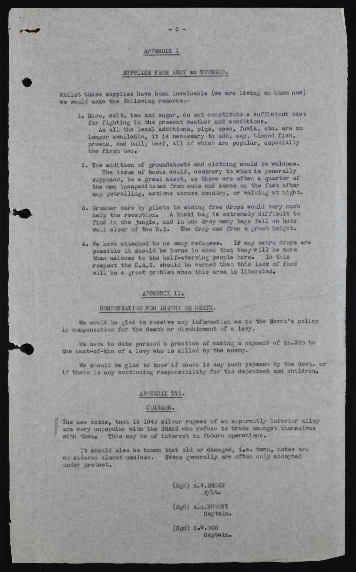 Appendices signed by Dumont